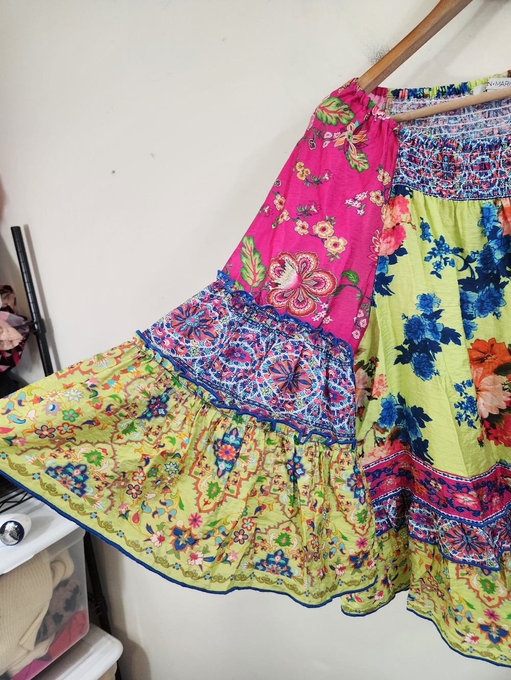 John Mark Mixed Print Ruffle Blouse - Picture 3 of 7